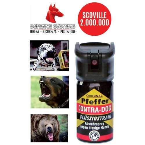 CONTRA DOG Spray Antiaggressione al peperoncino per la difesa personale da  animali. Con getto Balistico - Collari e accessori per cani