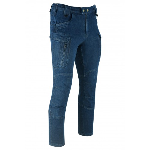 Pantalone Jeans Uomo Art Robin FOD - Blu Denim, Foderato In Cotone, Vestibilità Regolare, Tasconi E Pince Anteriori