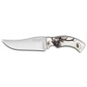 CLAUDE DOZORME CARVING Coltello da caccia con vera sezione di CORNO DI CERVO con lama da 13 cm