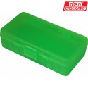 MTM P50-44-10 Box rigido portacolpi calibro 44 Magnum da 50 colpi VERDE TRASPARENTE