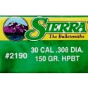 SIERRA MATCHKING 2190 HPBT Palle calibro 30.308'' 150 grani Conf. da 100 palle