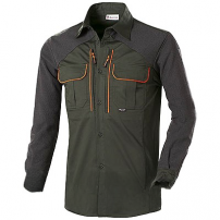 Camicia BLATEX Elasticizzata con inserti Antispino Verde bordino Arancio