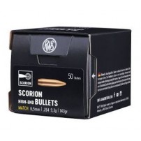 RWS SCORION HPBT Match Palle calibro 6,5mm.264'' 143grs 9.3g Match Conf. 50 palle cod.RWS 24260.12660
