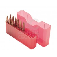 MTM J-20-L Box rigido portacolpi LARGE RIFLE calibro 30-06 da 20 colpi ROSSO TRASPARENTE