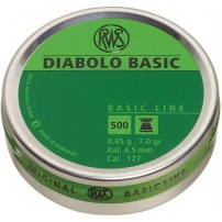 RWS DIABOLO BASIC 259016 Pallini calibro 4,5mm 0.45gr 7.0grs Conf. da 500 pallini