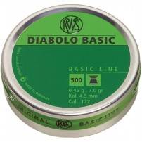 RWS DIABOLO BASIC Pallini Cal.4,5mm  0.45gr 7.0grs Conf. da 500 pallini Cod.259016