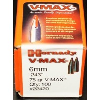 HORNADY V-MAX 22420 Palle Cal.6mm.243'' 75grs Conf. da 100 Palle