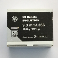 Palle RWS EVOLUTION 2317412 Calibro 9.3mm .366'' 291grains 18,8gr Conf. da 50