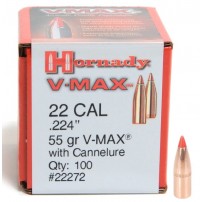HORNADY V-MAX 22272 Palle Cal.22.224'' 55grs with Cannellurre Conf. da 100 palle