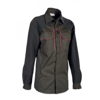 Camicia BLATEX Donna Elasticizzata con inserti Antiusura Verde con profili Fucsia