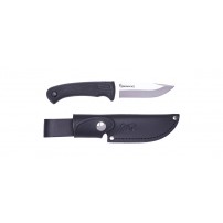 BROWNING KNIFE PRO HUNTE R FIXED RUBBER BLACK, LEATHER SHEATH Coltello da caccia con lama da 10cm