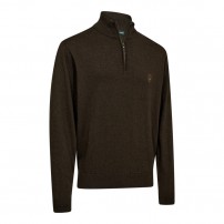Lupetto DEERHUNTER HARRINGTON Mezza Zip Manica Lunga MarroneMelange
