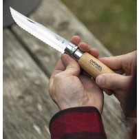 OPINEL nr.12 INOX FOLDING CAMP COOKING Coltello con lama Seghettata e sicura Virobloc