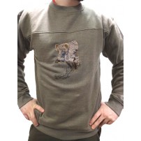 Felpa BARTAVEL SWEAT NATURE girocollo con ricamo Cinghiale Kaki