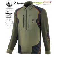 Polo TRABALDO ENDURANCE Mezza Zip Titanial Light con profili Arancio