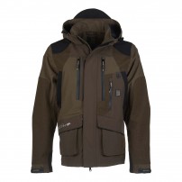 Giacca Impermeabile UNIVERS TECH 7 U-TEX con cappuccio e rinforzi RK-TEX Verde/Marrone
