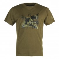 T-Shirt Tecnica UNIVERS Stampa Setter in Punta 100% Cotone Verde