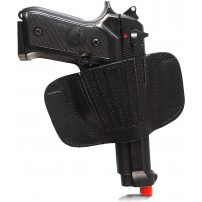 VEGA HOLSTER Mezza fondina in cuoio da cintura tenuta elastico a canna scoperta Nero cod.FA111N