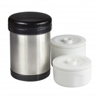 Portavivande Termico Isosteel da 1lt con 2 contenitori