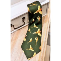 Cravatta GRASSROOTS in 100% Seta Fantasia Fagiano in volo Emerald