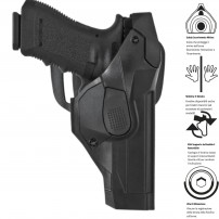 VEGA HOLSTER CAMA Livello III DUTY Fondina MANCINA in Polimero Stampato per Glock 19/23/25/32/38/45 Cod.DCH809NSX