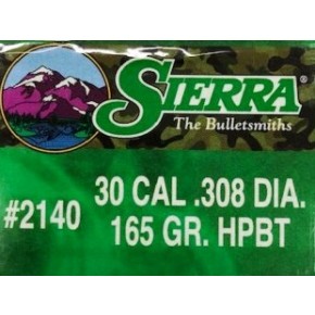 SIERRA GAMEKING 2140 HPBT Palle calibro 30.308'' 165 grani Conf. da 100 palle