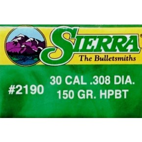 SIERRA MATCHKING 2190 HPBT Palle calibro 30.308'' 150 grani Conf. da 100 palle
